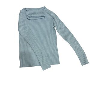 The Limited Sky Blue Ribbed Turtleneck Sweater